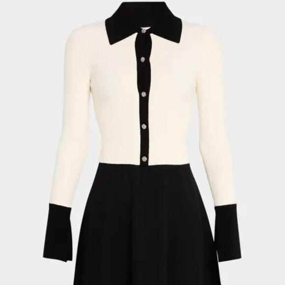 Alice + Olivia Dresses & Skirts - NWT Alice + Olivia White Black Trevor Mixed Media Mini Dress XL